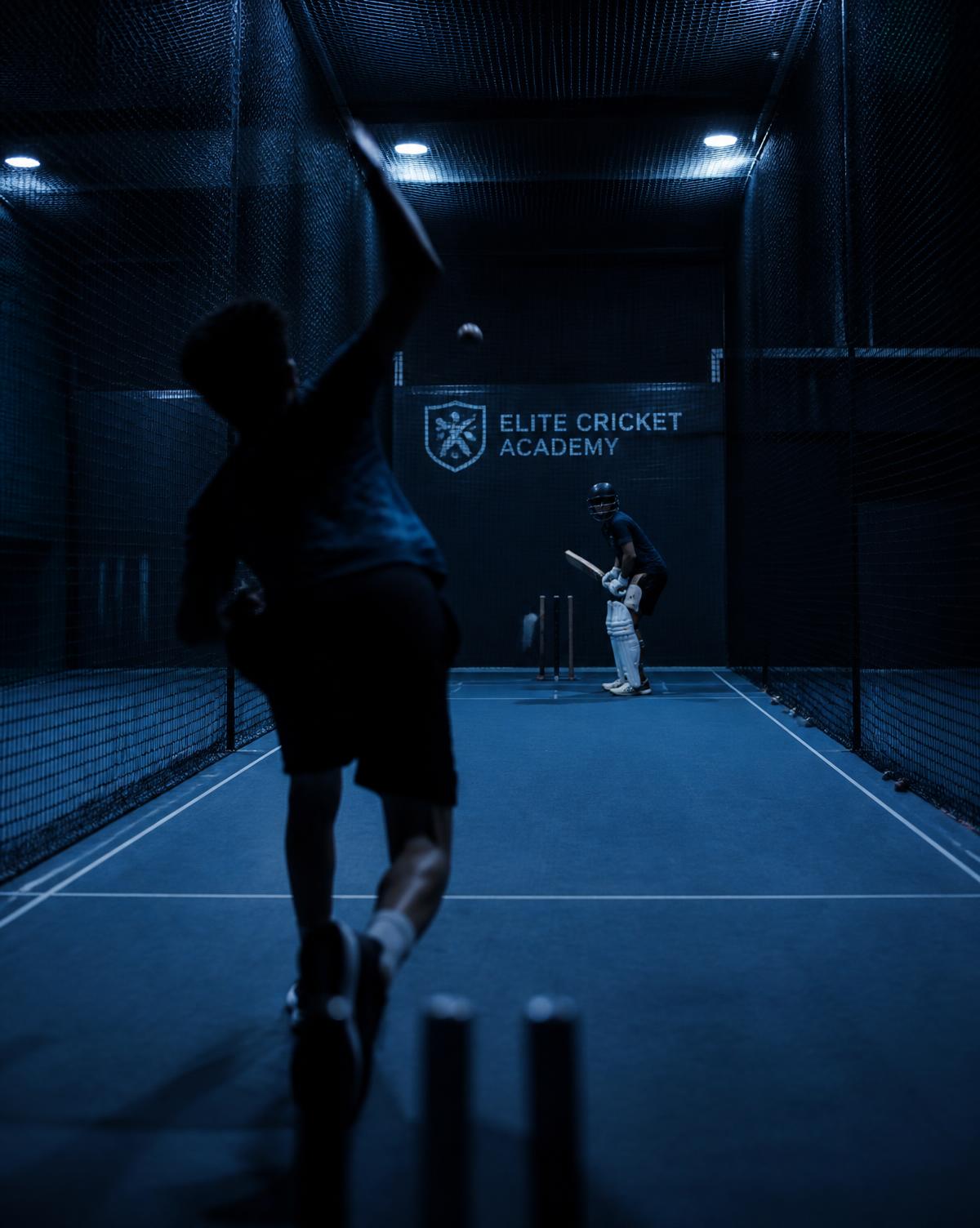 Bowler running in at the Nomads indoor academy nets